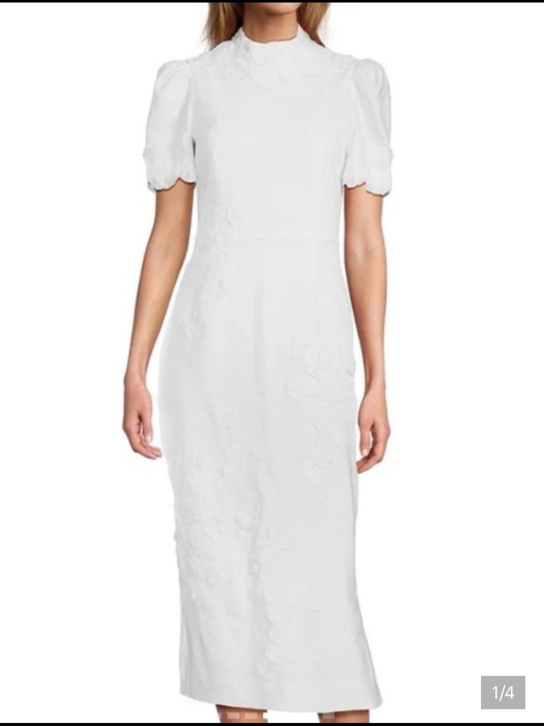 Antonio Melani Willow Floral Applique Short Sleeve Mock Neck Midi Dress
